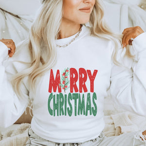 Merry Christmas Distressed Crewneck Sweatshirt - Trendznmore