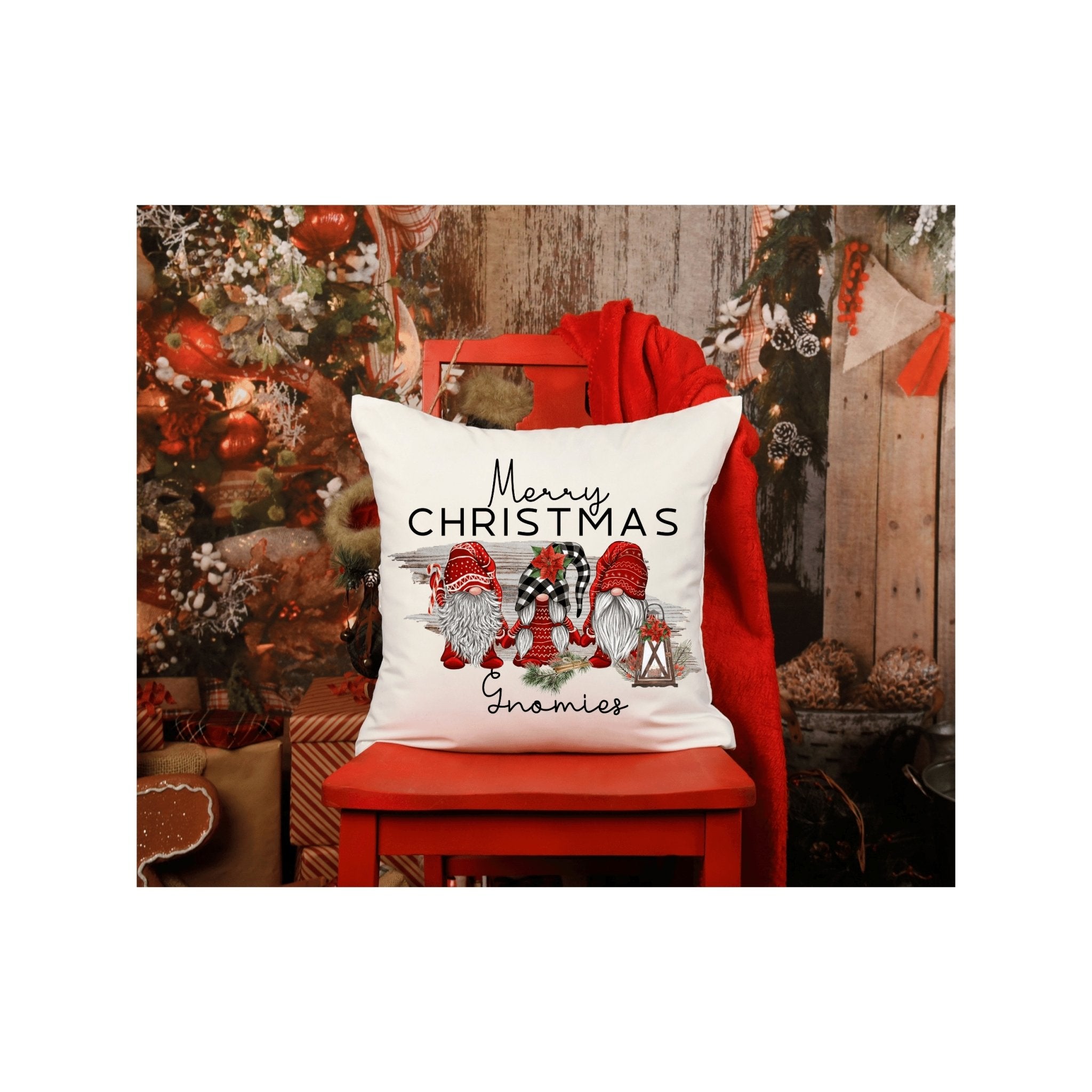 Merry Christmas Gnomies Sublimated Pillow Cover - Trendznmore