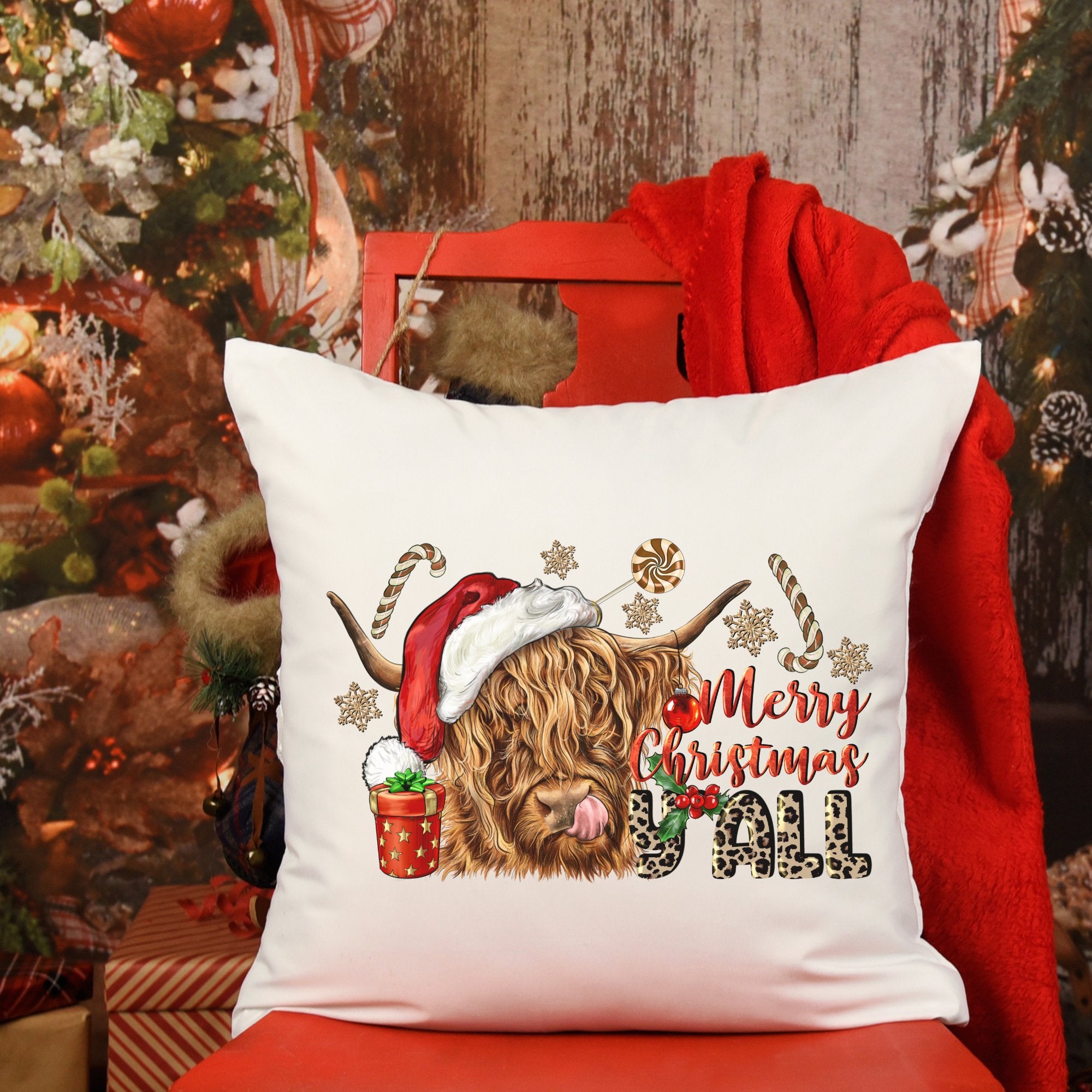 Merry Christmas Yall Christmas Pillow Cover - Trendznmore