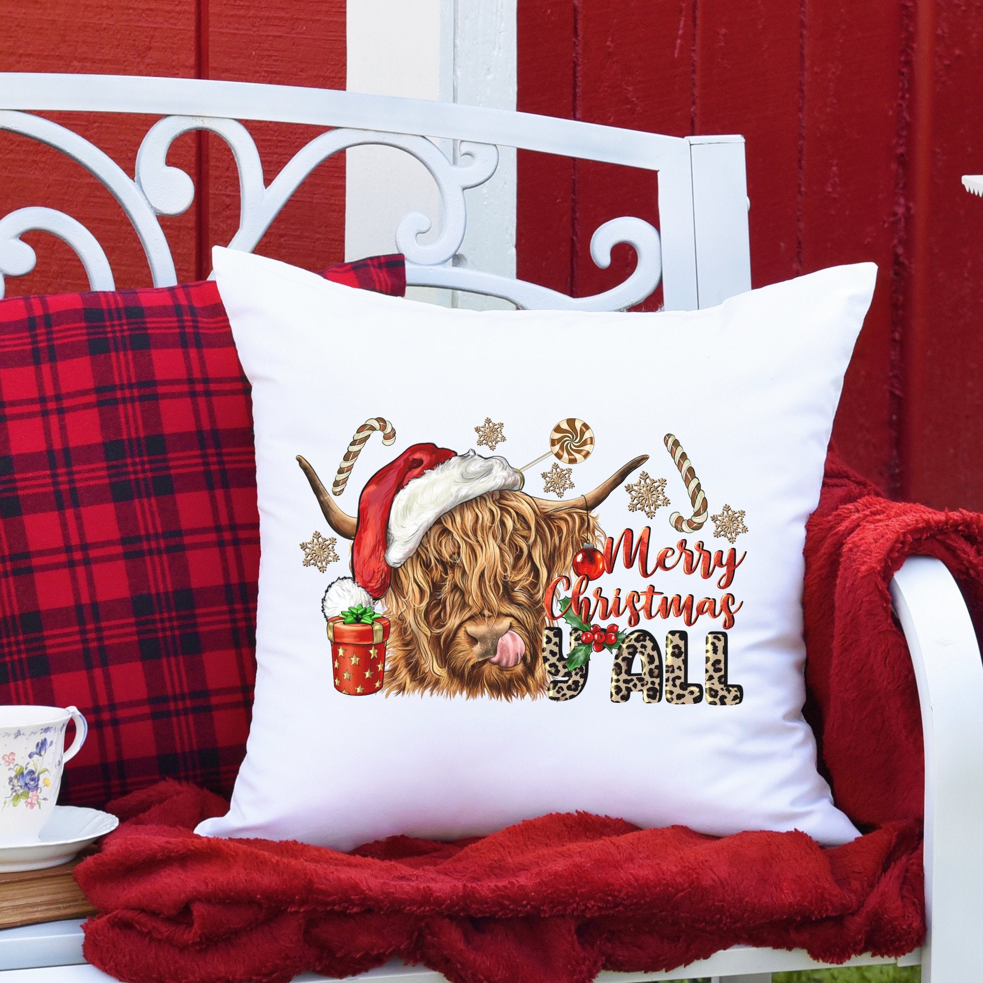 Merry Christmas Yall Christmas Pillow Cover - Trendznmore