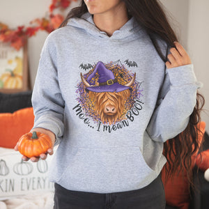 Moo I Mean Boo Halloween Heifer Graphic Hoodie - Trendznmore