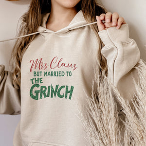 Mrs. Claus but married the Grinch Christmas Hoodie - Trendznmore