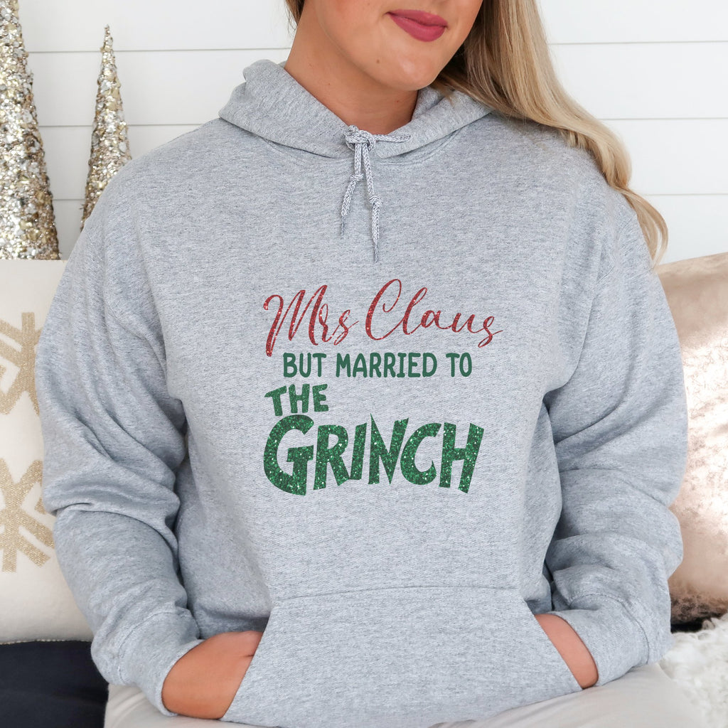 Mrs. Claus but married the Grinch Christmas Hoodie - Trendznmore