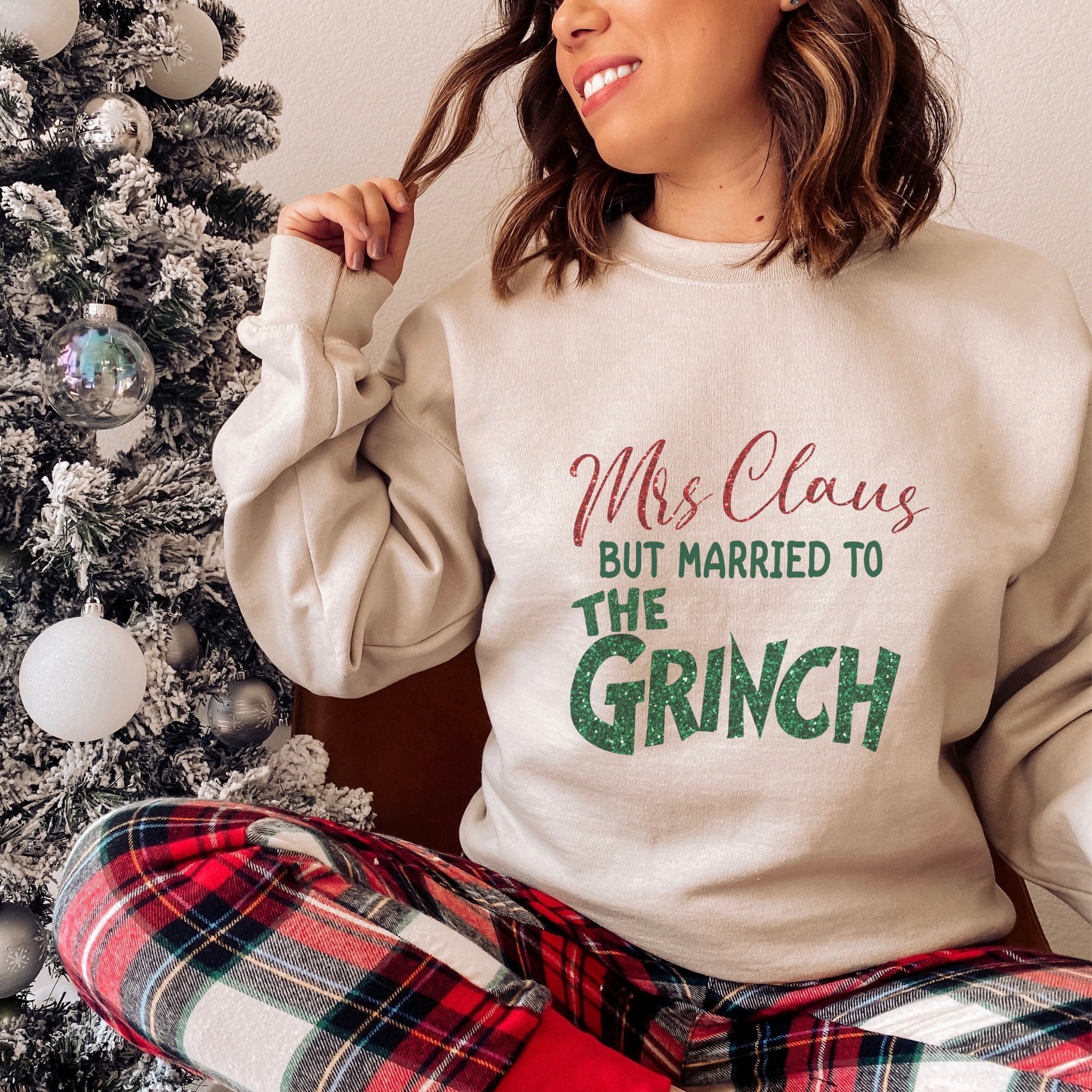Mrs. Claus but married the Grinch sweatshirt Christmas Sweatshirt - Trendznmore