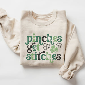 Pinches Get Stitches St. Patrick's Day Crewneck Sweatshirt - Trendznmore