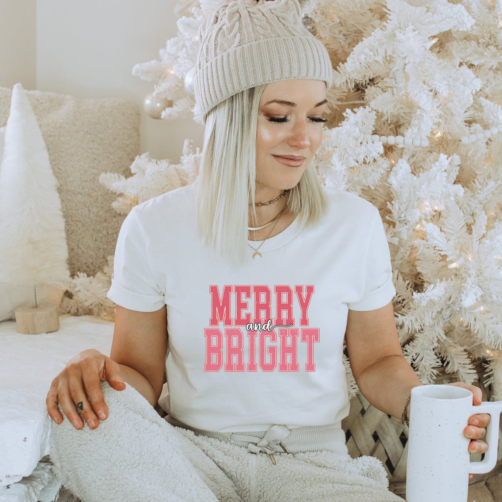 Pink Merry and Bright Christmas T-Shirt - Trendznmore