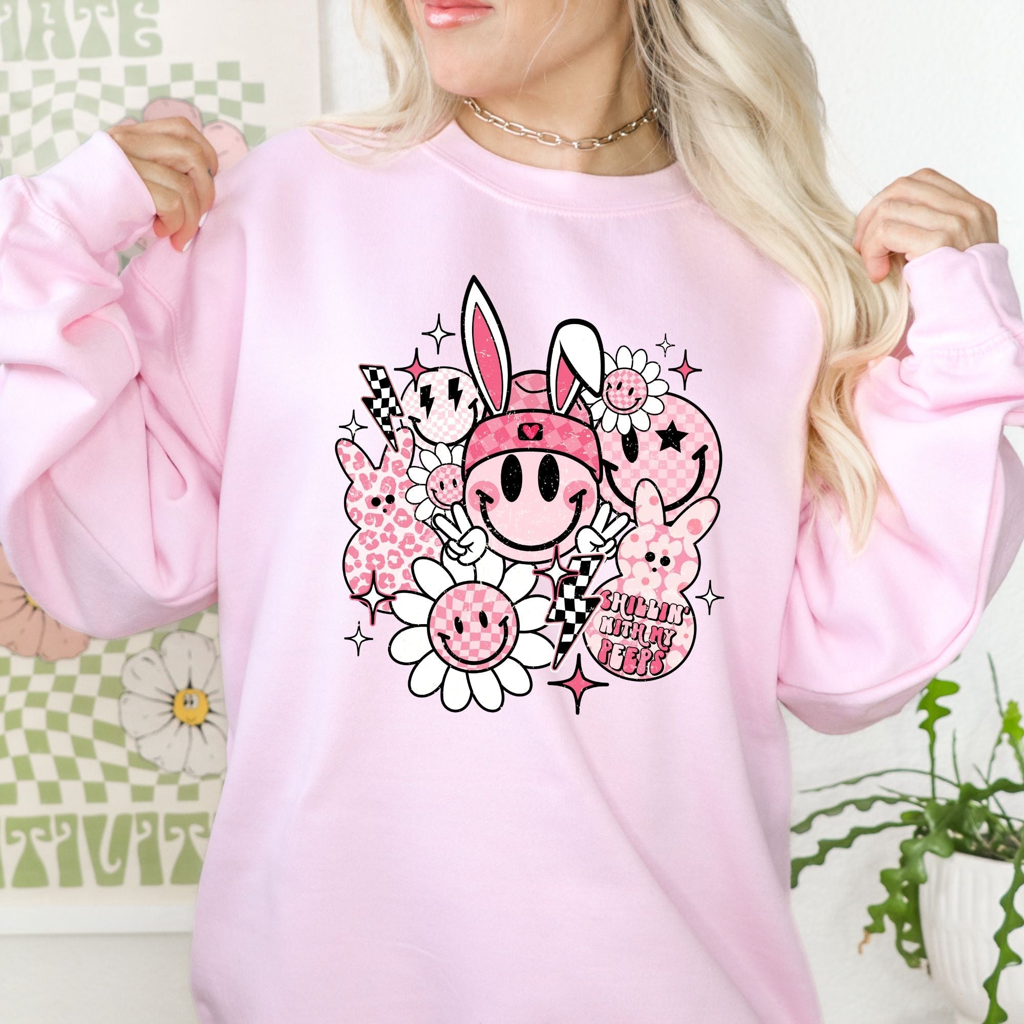 Pink Retro Easter Crewneck Sweatshirt - Trendznmore