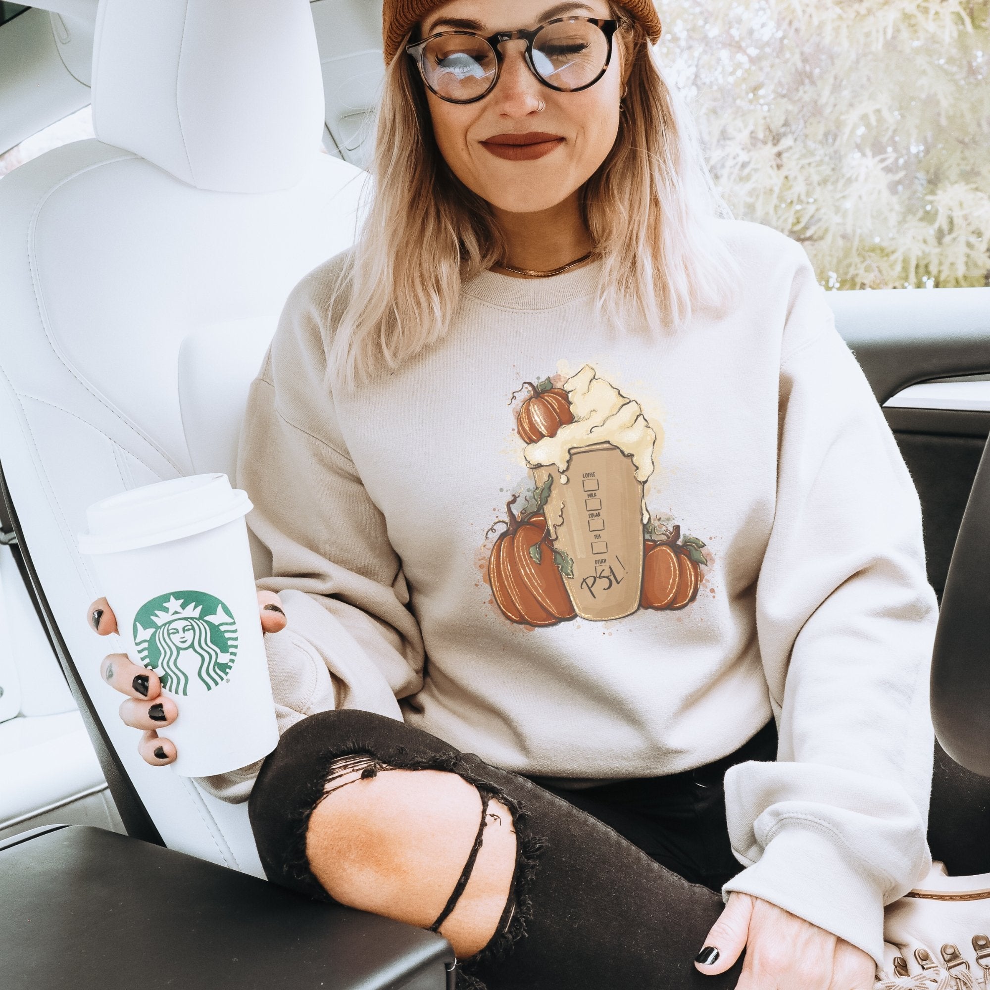 PSL Fall Coffee Lovers Crewneck Graphic Sweatshirt - Trendznmore
