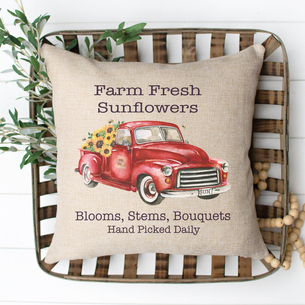 Red Farm Fresh Sunflowers Pillow Cover - Trendznmore