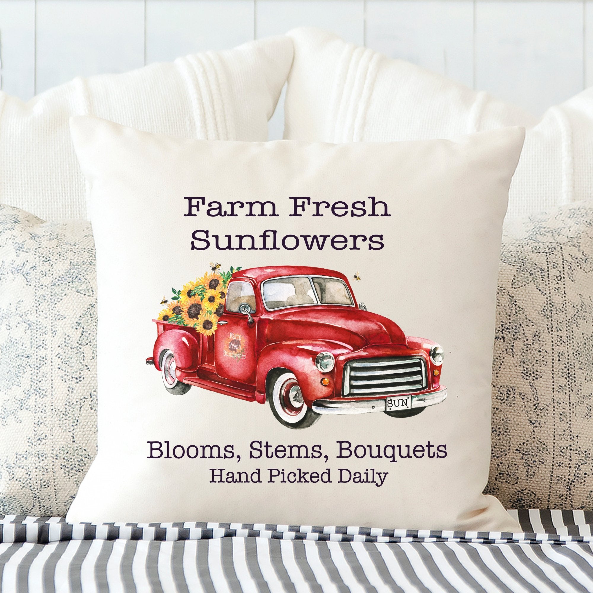 Red Farm Fresh Sunflowers Pillow Cover - Trendznmore