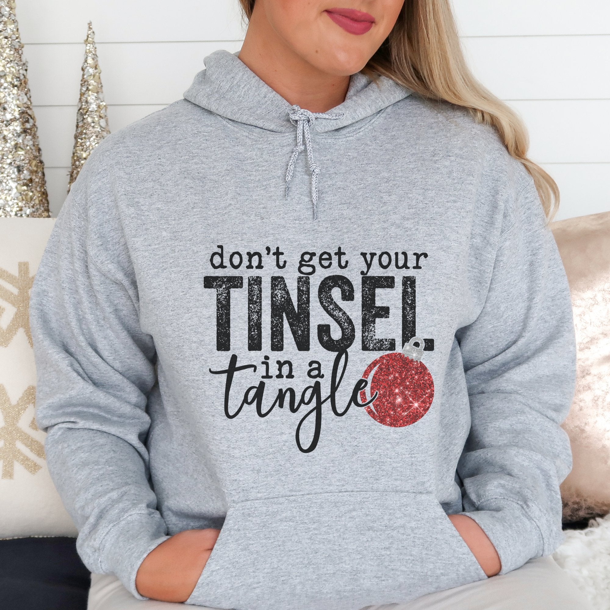 Red Tinsel in a Tangle Christmas Hoodie - Trendznmore