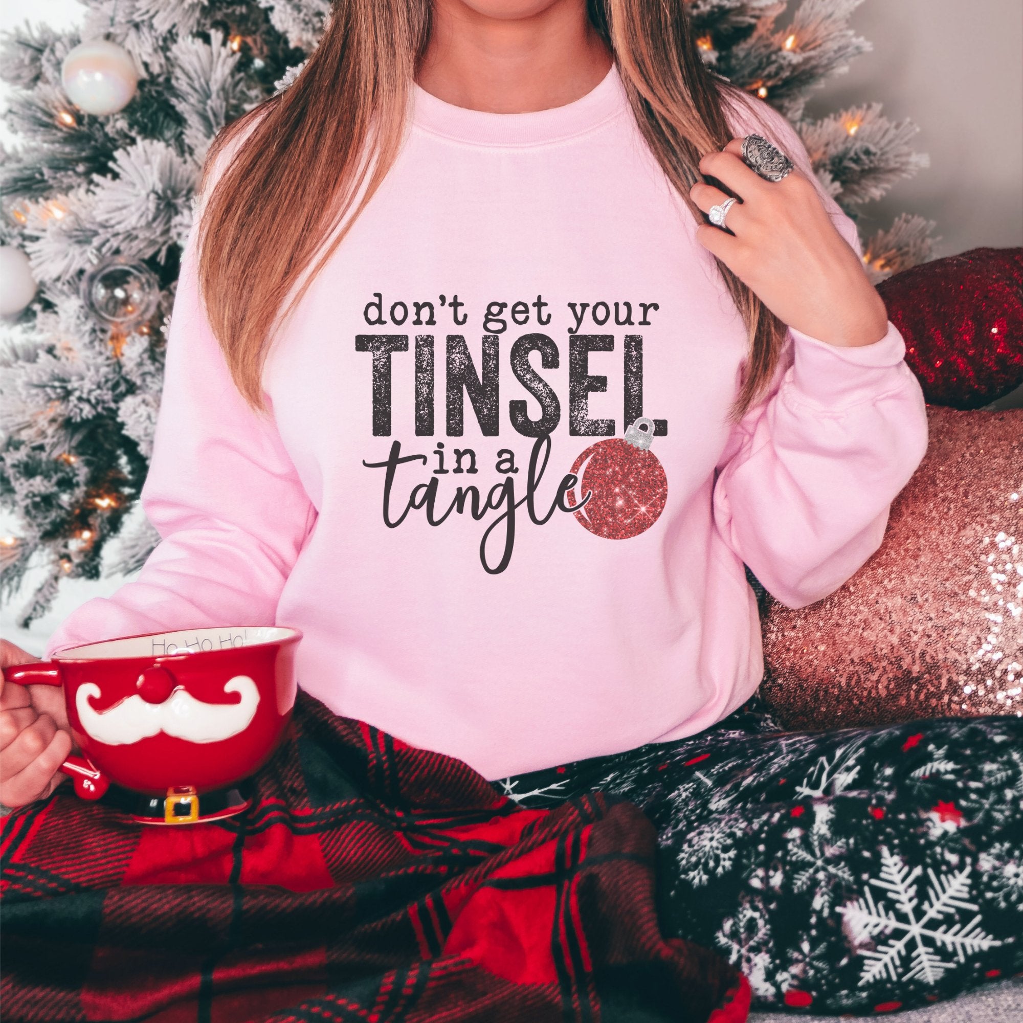 Red Tinsel in a Tangle Christmas Sweatshirt - Trendznmore