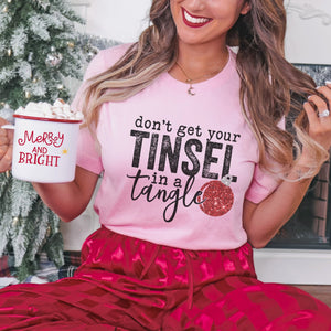 Red Tinsel in a Tangle Christmas T-shirt - Trendznmore