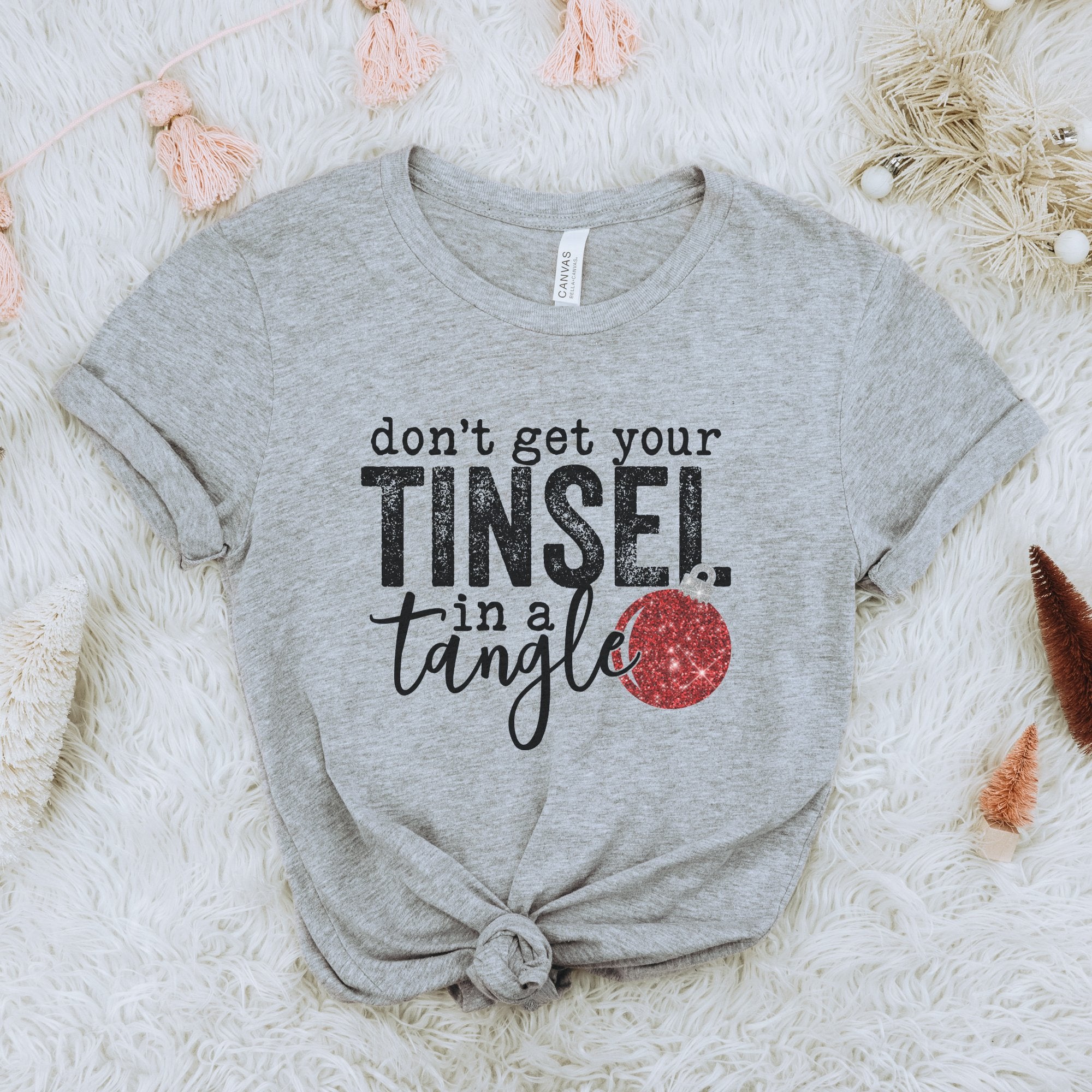 Red Tinsel in a Tangle Christmas T-shirt - Trendznmore