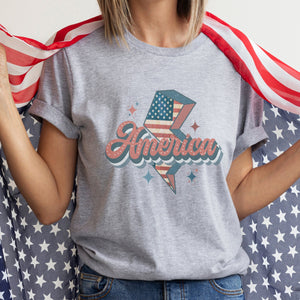 Retro America Lightening Bolt Patriotic T-Shirt - Trendznmore