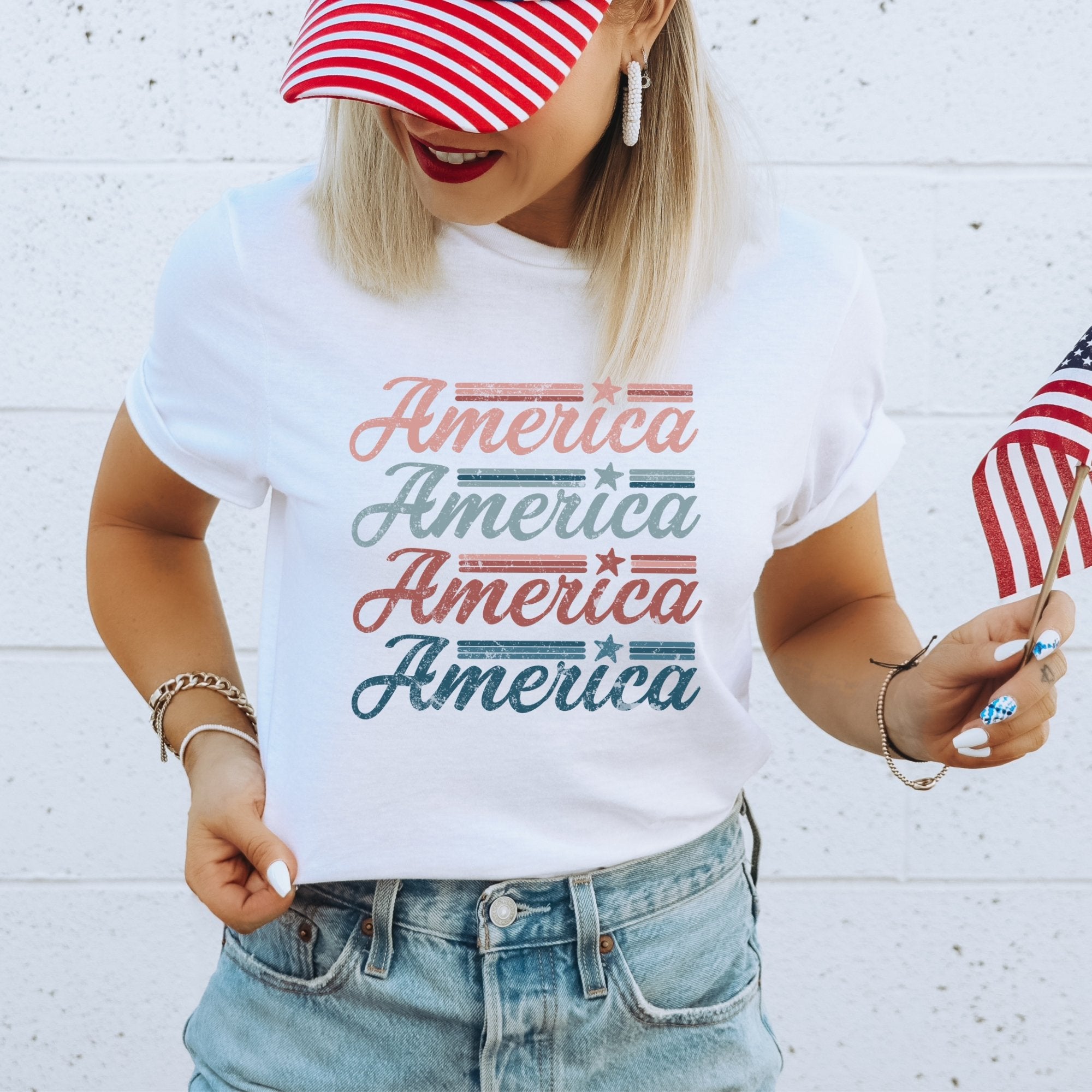 Retro America Stacked Patriotic T-Shirt - Trendznmore