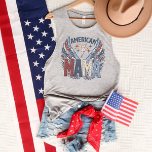 Retro American Mama Rock-n-Roll Bella Canvas Muscle Tank Top - Trendznmore