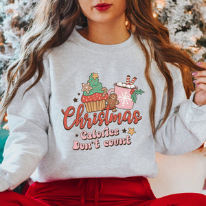Retro Christmas Calories Don't Count Sweatshirt - Trendznmore