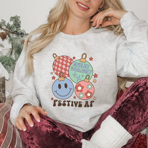 Retro Festive AF Christmas Sweatshirt - Trendznmore