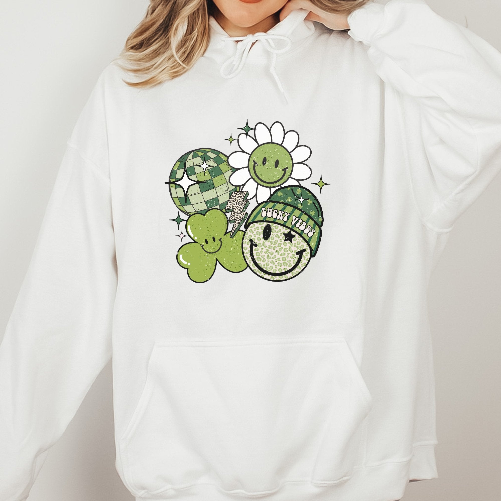 Retro Groovy Lucky Vibes St. Patrick's Day Hoodie - Trendznmore