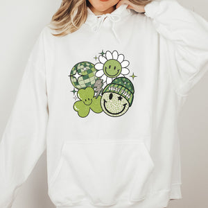 Retro Groovy Lucky Vibes St. Patrick's Day Hoodie - Trendznmore