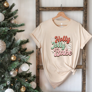 Retro Holly Jolly Babe Christmas T-Shirt - Trendznmore