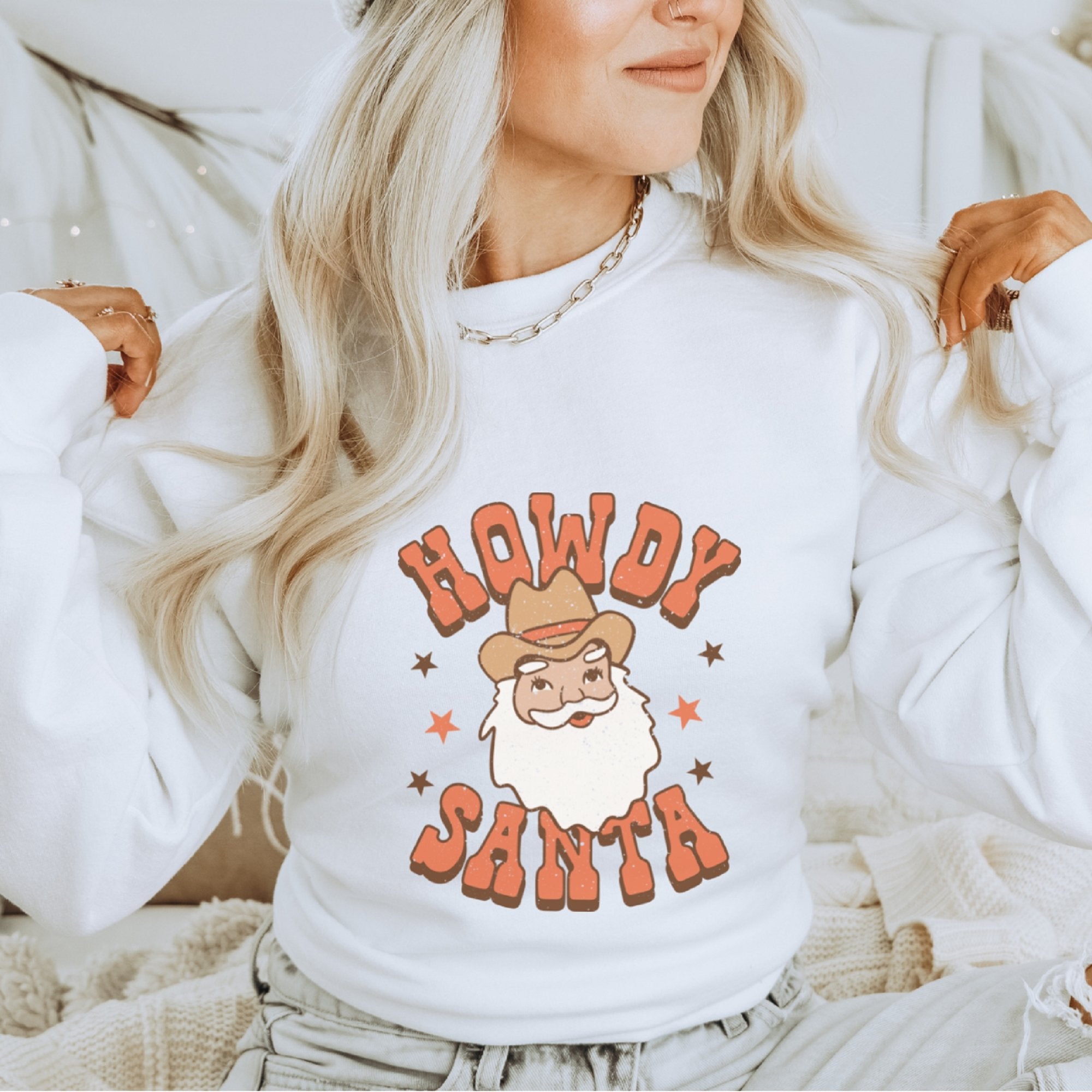 Retro Howdy Santa Crewneck Sweatshirt - Trendznmore