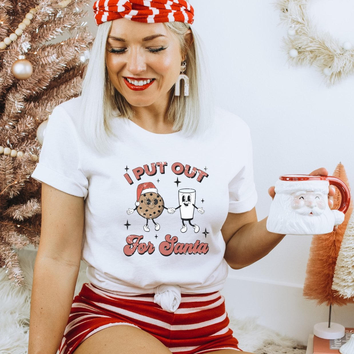 Retro I Put Out for Santa Milk and Cookie T-Shirt - Trendznmore