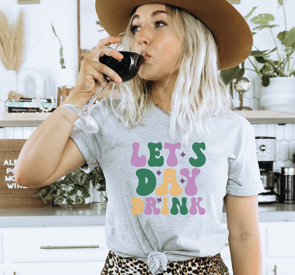 Retro Let's Day Drink Mardi Gras Graphic T-Shirt - Trendznmore