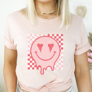 Retro Melting Valentines Smiley T-Shirt - Trendznmore