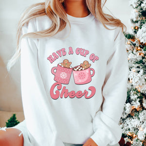 Retro Pink Have A Cup Of Cheer Christmas Sweatshirt - Trendznmore