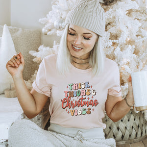 Retro Thick Thighs and Christmas Vibes T-Shirt - Trendznmore
