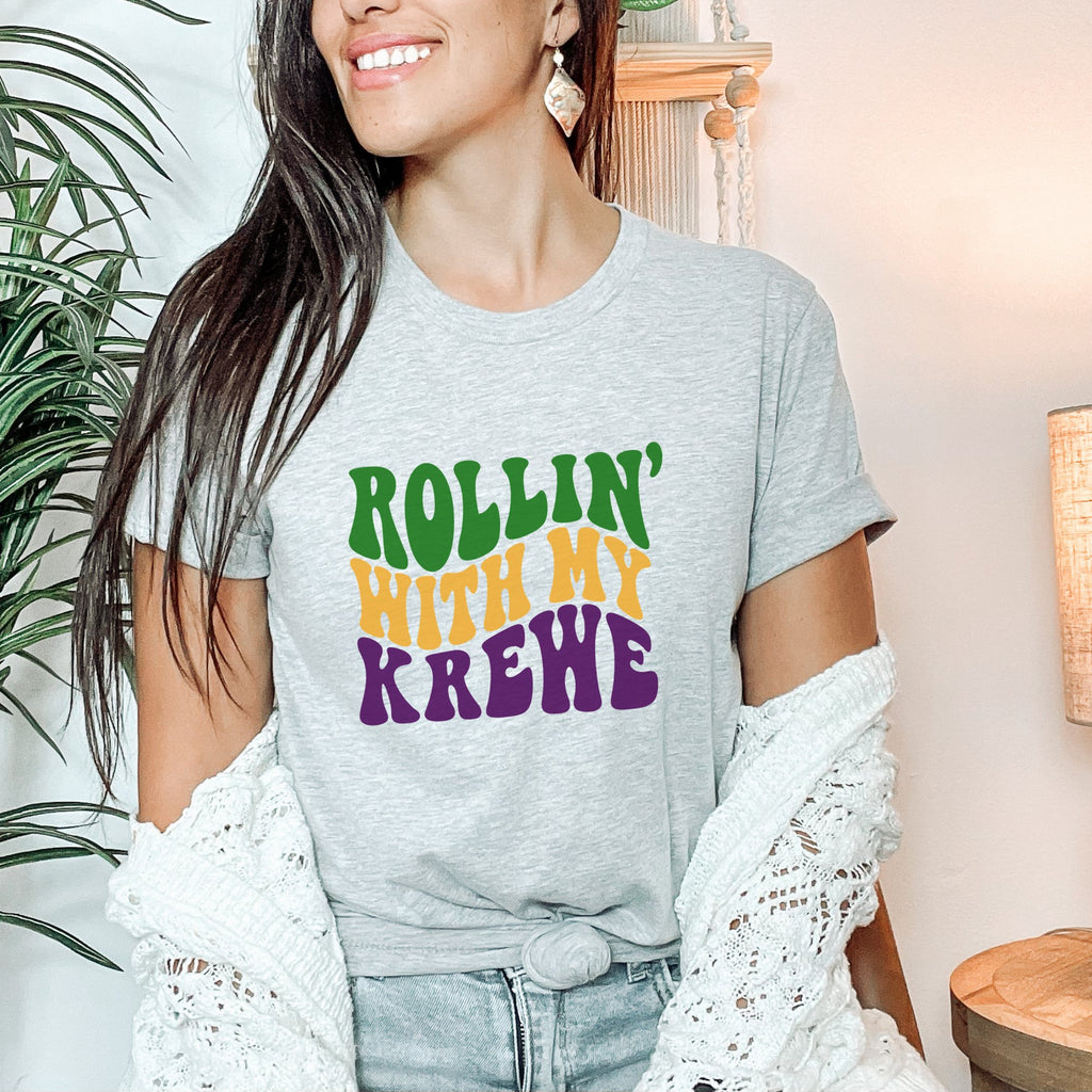 Rollin' With My Krewe Mardi Gras Graphic T-Shirt - Trendznmore
