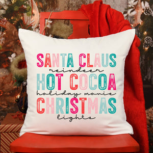 Santa Claus, Hot Cocoa Multicolor Christmas Pillow Cover - Trendznmore