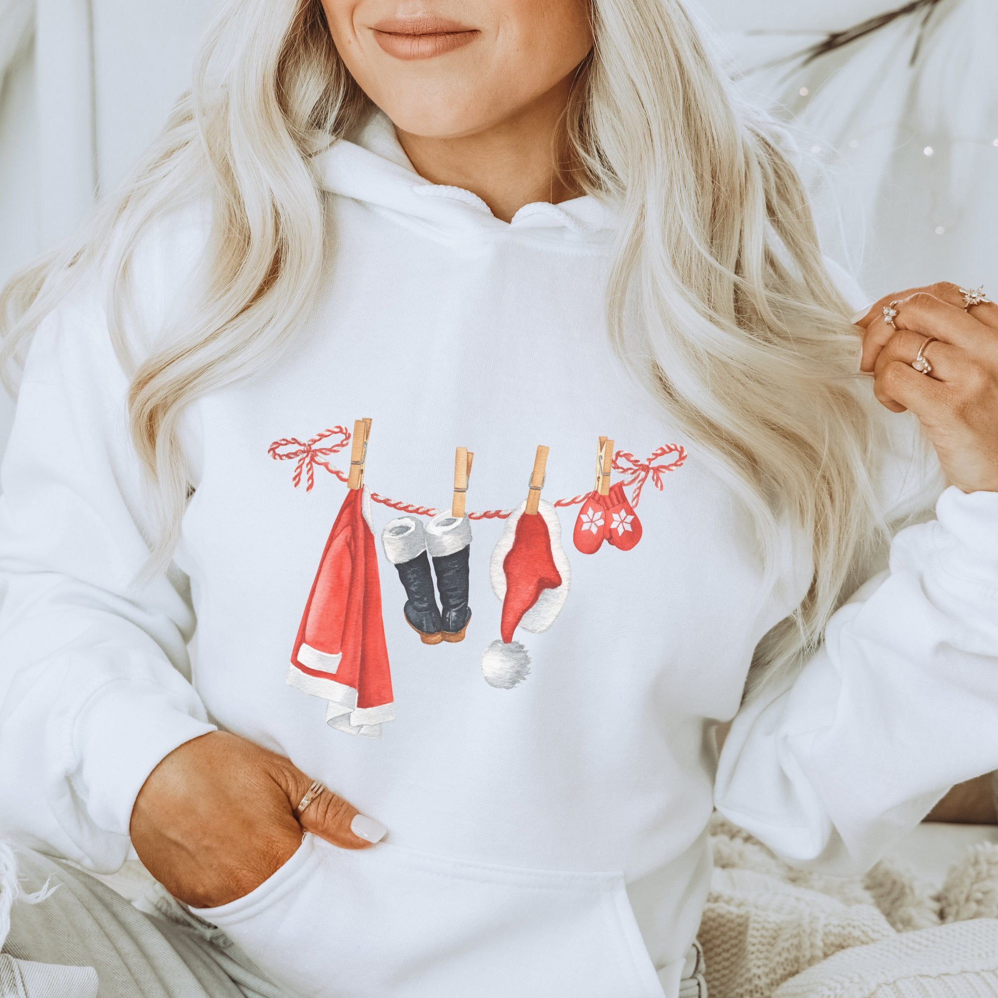 Santa suit clothes line Christmas Hoodie - Trendznmore