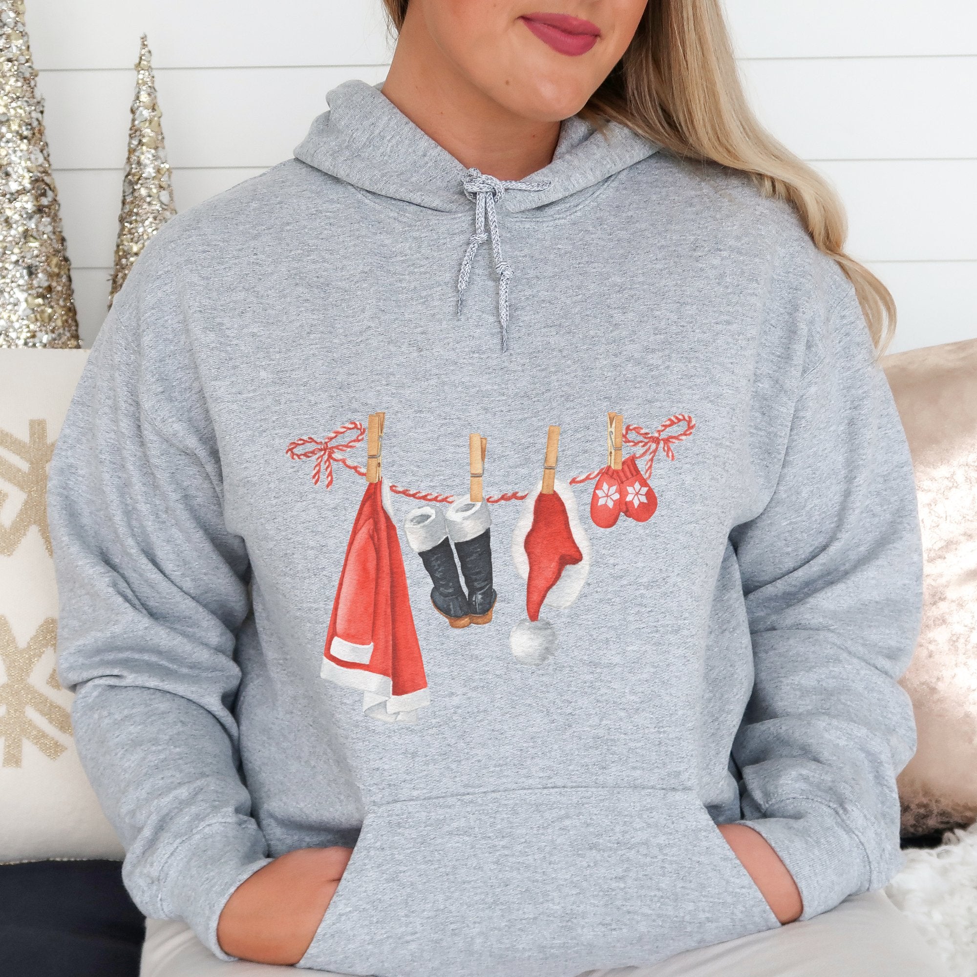 Santa suit clothes line Christmas Hoodie - Trendznmore