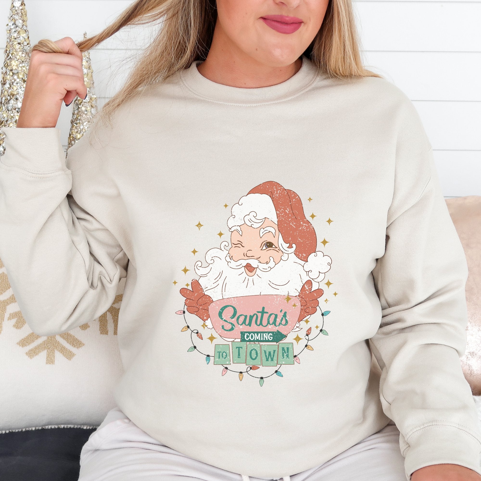 Santa's coming to town Christmas Sweatshirt - Trendznmore