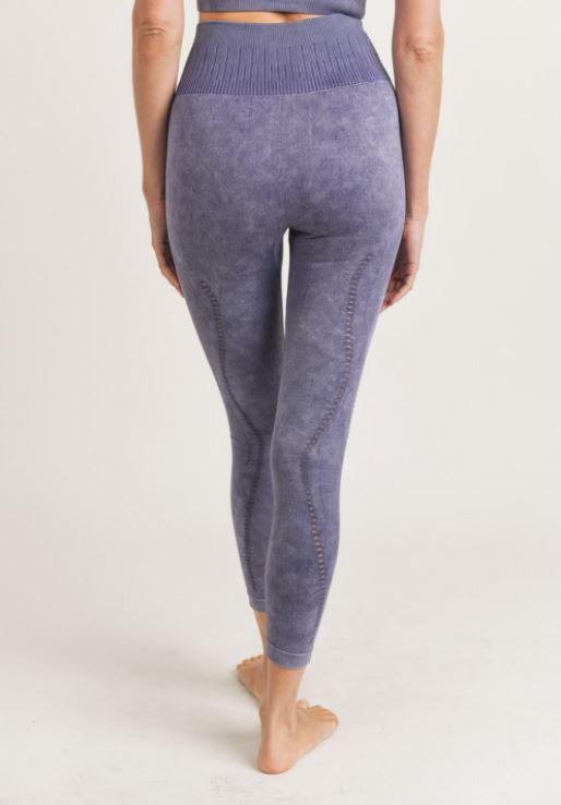 Seamless Ribbed Mineral-Washed Highwaist Leggings - Trendznmore
