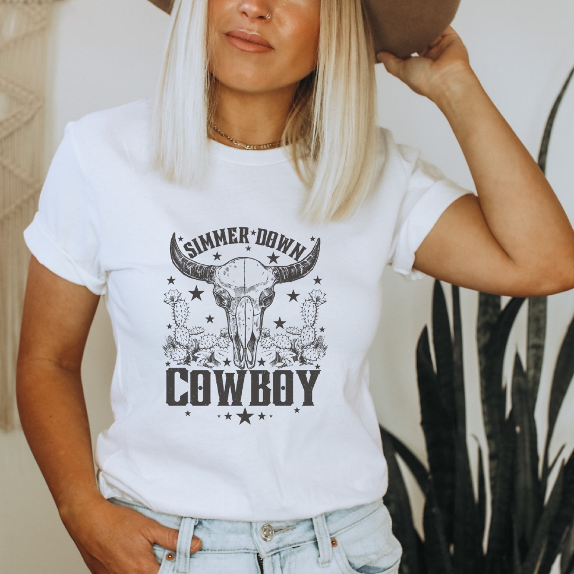 Simmer Down Cowboy Skull T-Shirt - Trendznmore