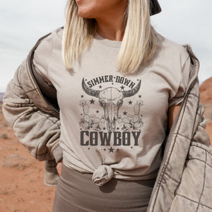 Simmer Down Cowboy Skull T-Shirt - Trendznmore