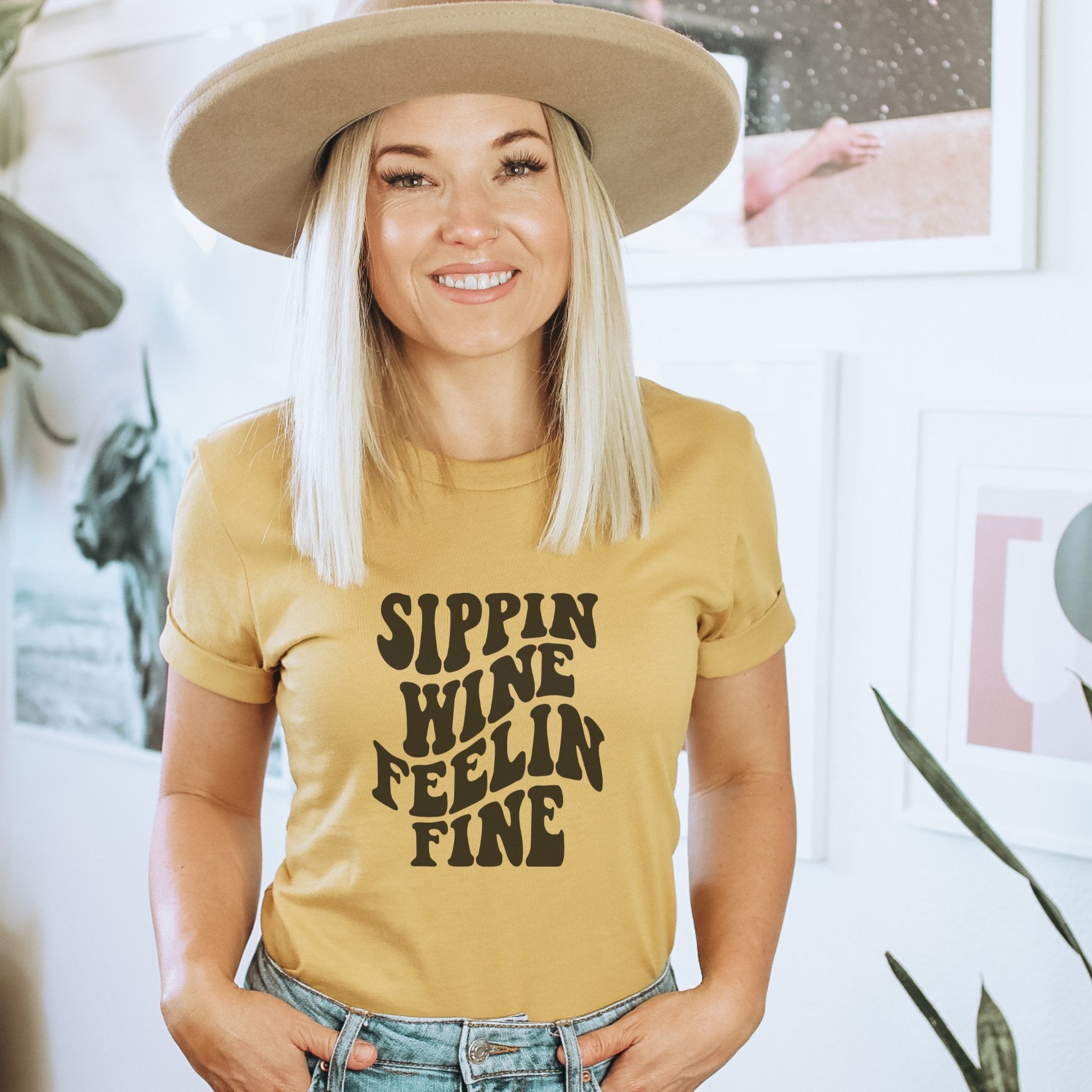 Sippin Wine Feelin Fine T-Shirt - Trendznmore