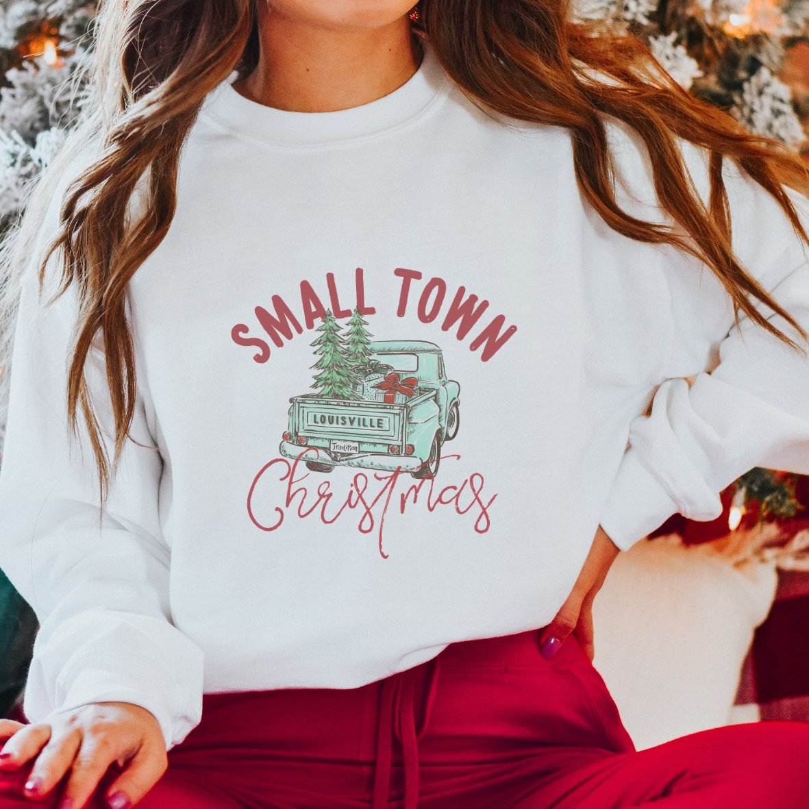 Small Town Louisville Christmas Vintage Sweatshirt - Trendznmore