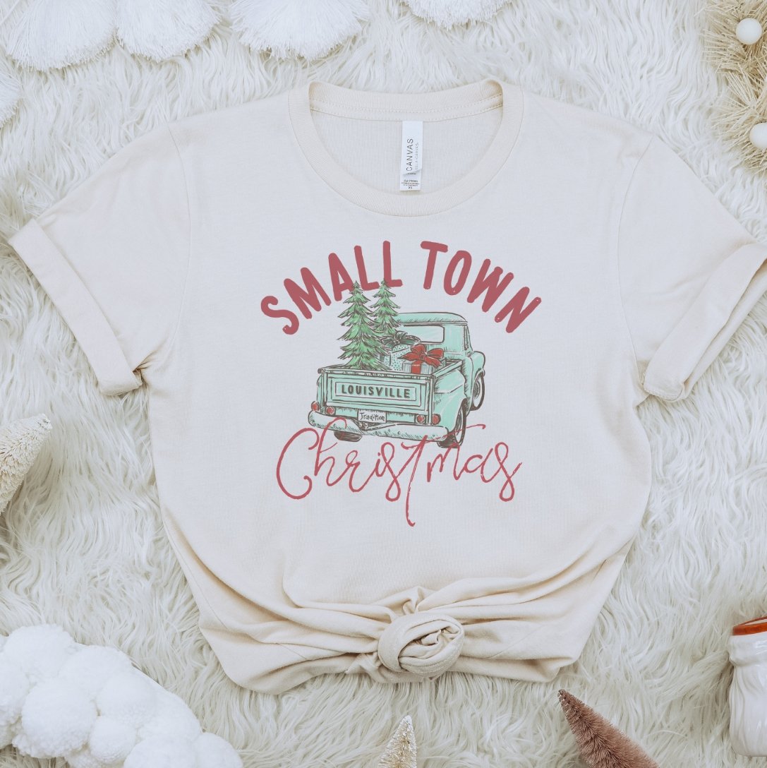 Small Town Louisville Christmas Vintage T-Shirt - Trendznmore