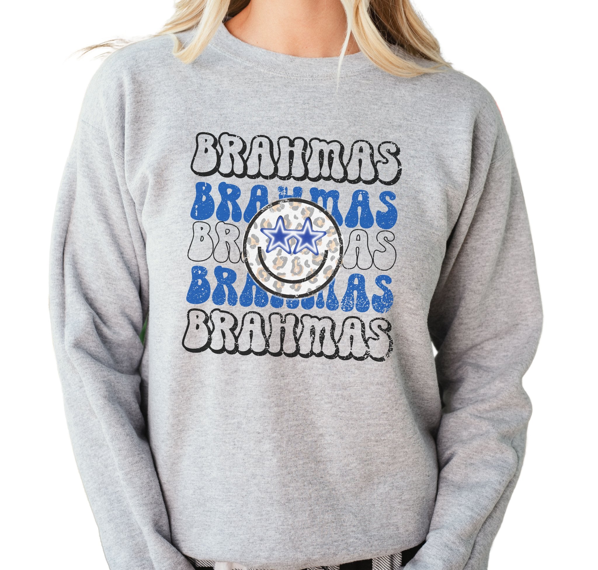 Smiley Face Brahmas Adult Sweatshirts - Trendznmore