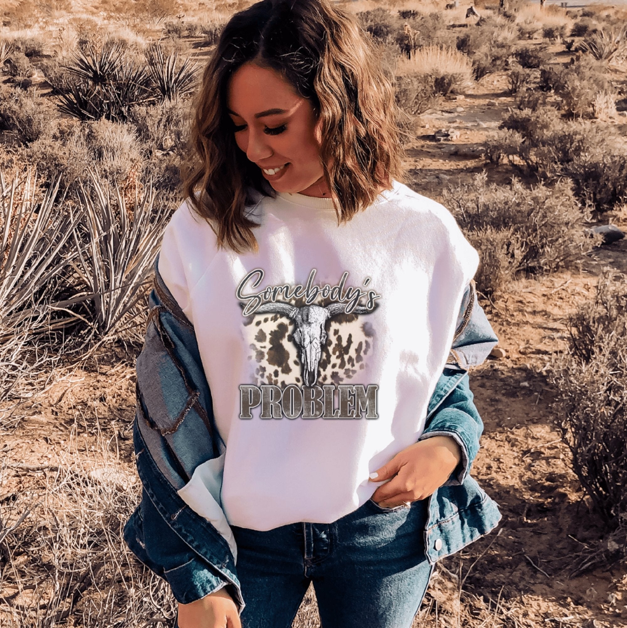 Somebody's Problem Leopard Skull Crewneck Sweatshirt - Trendznmore