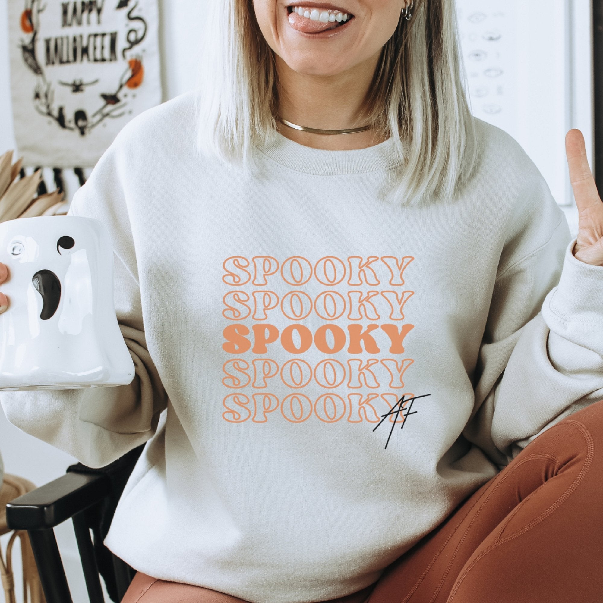 Spooky AF Retro Crewneck Sweatshirt - Trendznmore