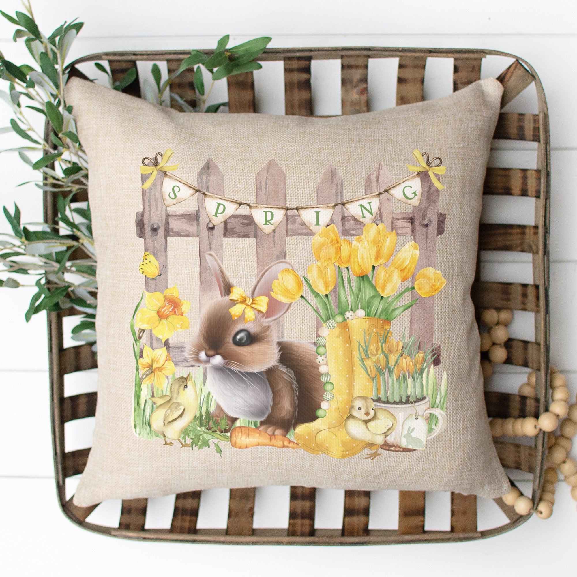 Spring Bunny Pillow Cover - Trendznmore