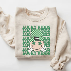 St. Patrick's Day Lucky Smiley Vibes Crewneck Sweatshirt - Trendznmore