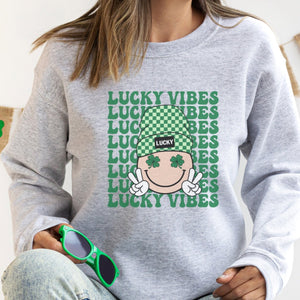 St. Patrick's Day Lucky Smiley Vibes Crewneck Sweatshirt - Trendznmore