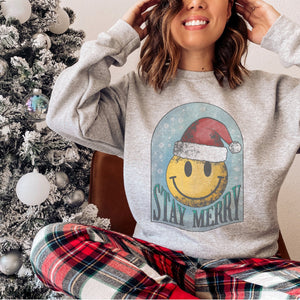 Stay Merry Snow Globe Smiley Sweatshirt - Trendznmore